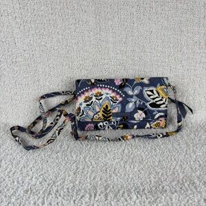 Vera Bradley Crossbody Wallet RFID Blue Multi Floral Quilted Charmont Meadow